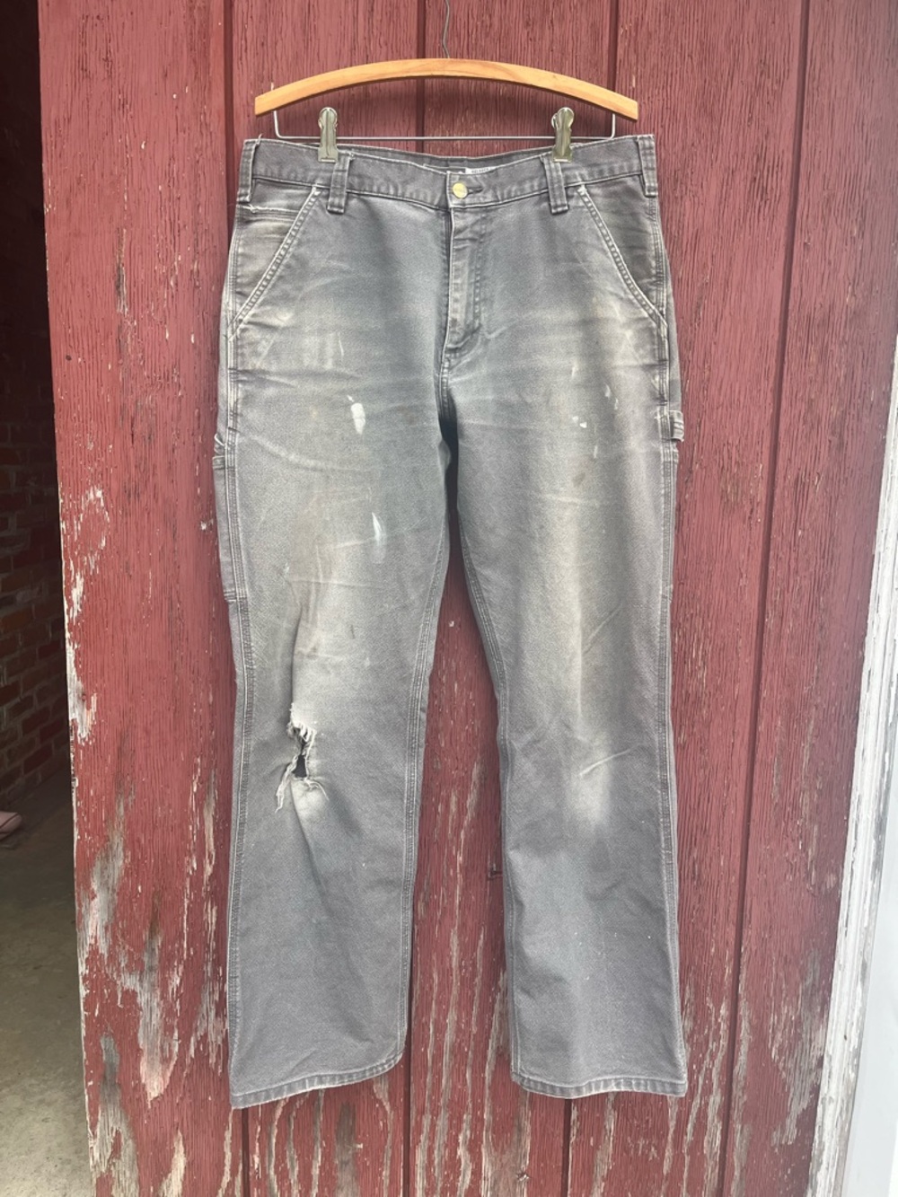 Carhartt Men's Distressed Gray Relaxed Work Pants